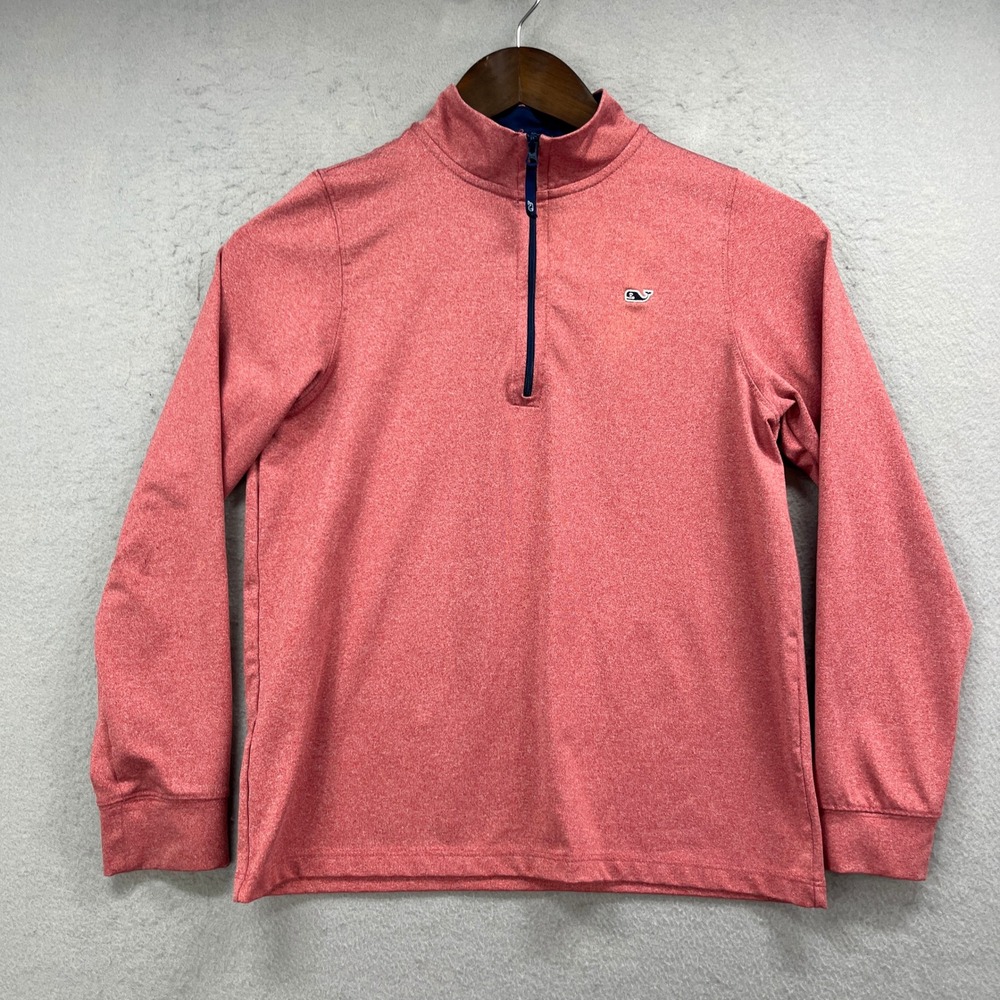 Vineyard Vines Quarter Zip Pullover Boys S‎ 8-10 Pink Performance Preppy Golf